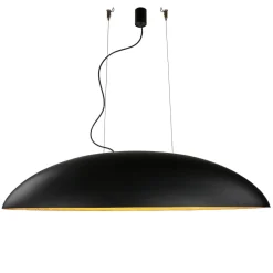 Ovale Pendelleuchte Schwarz Gold L:117cm groß
