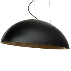 Ovale Pendelleuchte Schwarz Gold L:117cm groß