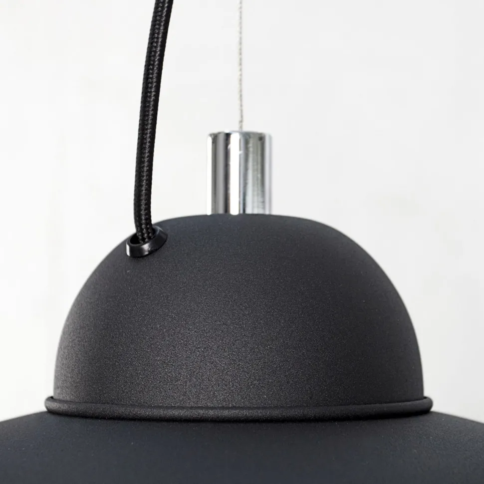 Pendellampe rund Ø55cm Retro Schwarz Silber