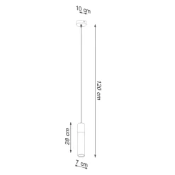 Pendelleuchte Beton Holz Ø 7 cm schmal Grau GU10