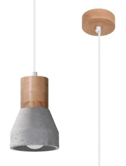 Pendelleuchte Beton Holz Ø 12 cm Skandinavisch E27