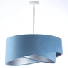Pendelleuchte Blau Silber E27 rund Ø 50 cm Velours Optik