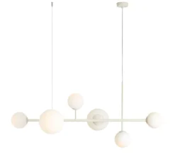 Pendelleuchte Creme Weiß E27 E14 6-flammig Kugelschirm