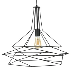 Pendelleuchte Draht Schwarz geometrisch Esstisch
