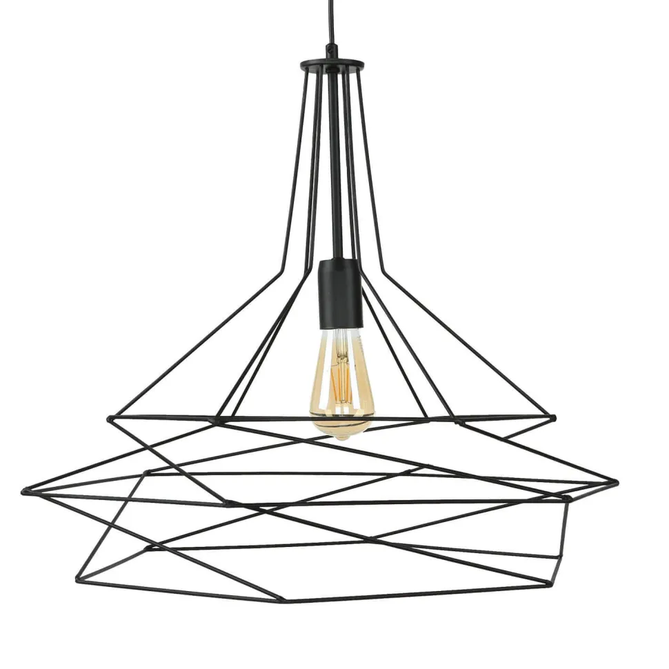 Pendelleuchte Draht Schwarz geometrisch Esstisch