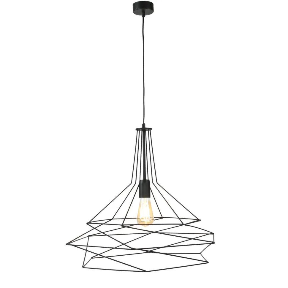Pendelleuchte Draht Schwarz geometrisch Esstisch