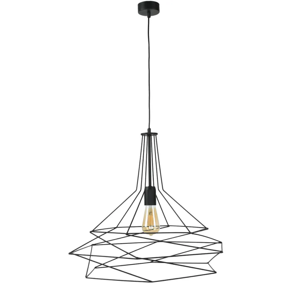 Pendelleuchte Draht Schwarz geometrisch Esstisch