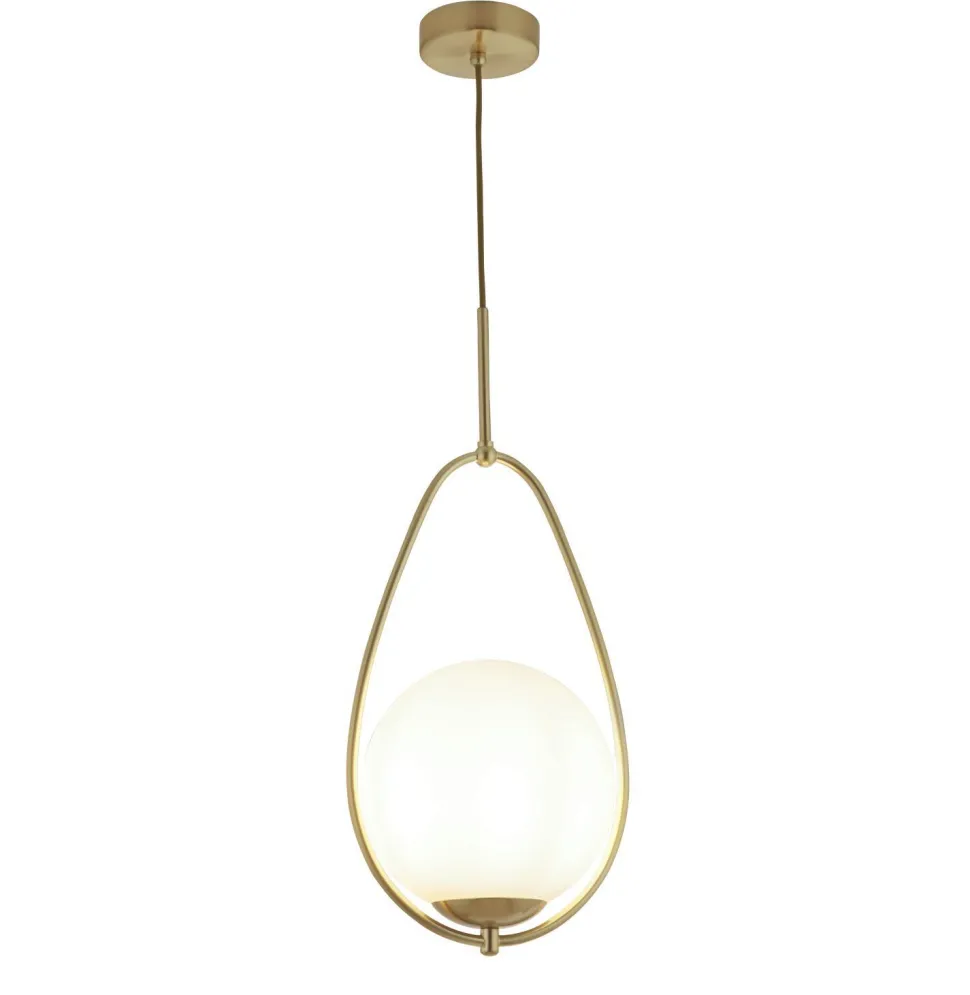 Pendelleuchte E27 in Gold Weiß Glas Metall Jugendstil