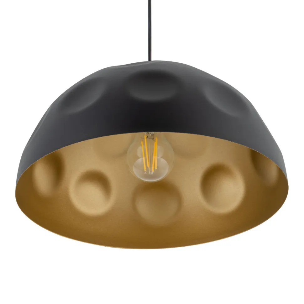 Pendelleuchte E27 in Schwarz Gold matt Ø 50 cm