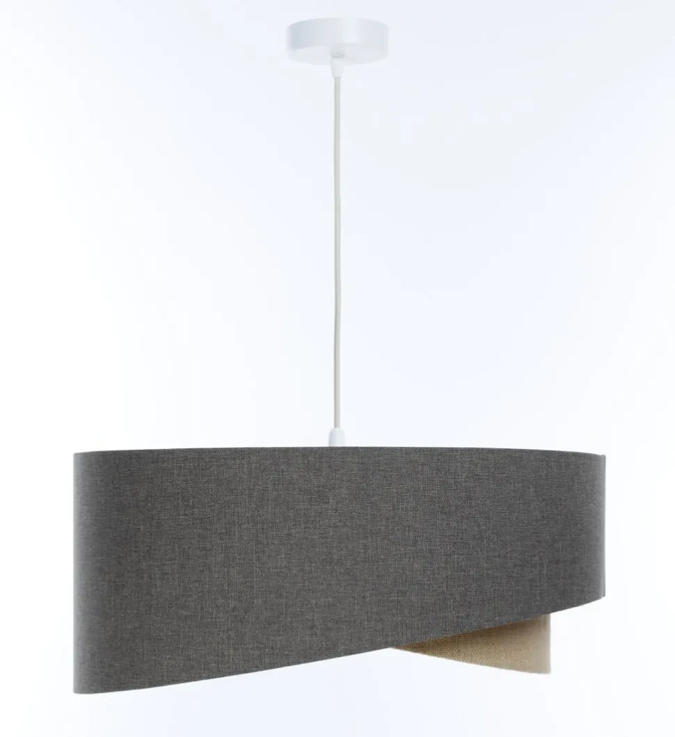 Pendelleuchte E27 rund Ø 40 cm Braun Beige Stoff Modern