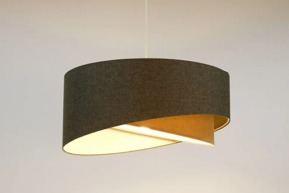 Pendelleuchte E27 rund Ø 40 cm Braun Beige Stoff Modern