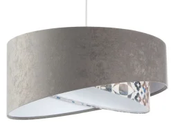 Pendelleuchte E27 rund Ø 50 cm Stoff Velours Optik Grau Beige