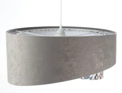 Pendelleuchte E27 rund Ø 50 cm Stoff Velours Optik Grau Beige