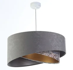 Pendelleuchte E27 rund D: 50 cm Velours Optik Modern Stoff