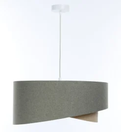 Pendelleuchte E27 Stoffschirm Ø 50 cm Grün Beige verstellbar