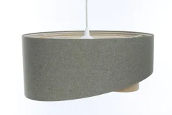 Pendelleuchte E27 Stoffschirm Ø 50 cm Grün Beige verstellbar