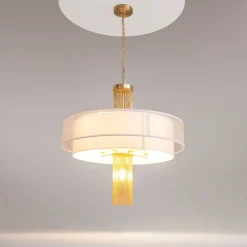 Pendelleuchte Edelstahl Stoff E14 Ø 68 cm rund Modern