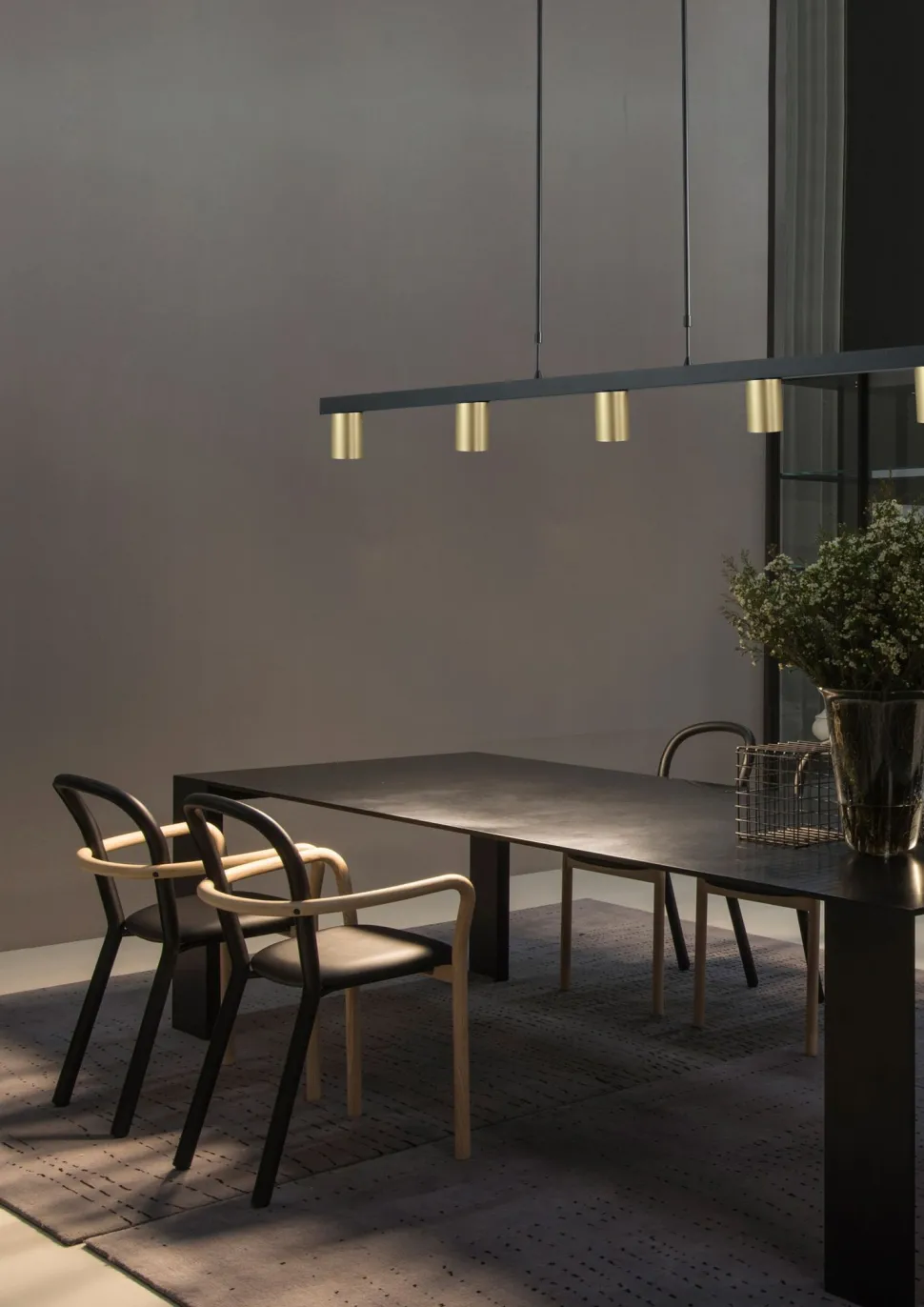 Pendelleuchte Esstisch Schwarz Gold 5-flammig GU10