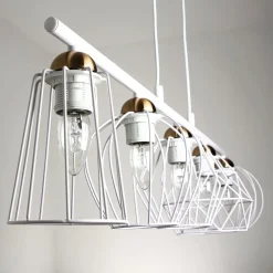 Pendelleuchte Esstisch Weiß Drahtgestell Schirm