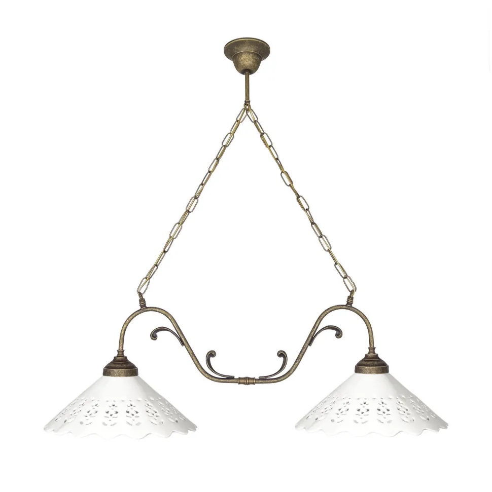 Pendelleuchte 2-flammig B: 83,5 cm Keramik Messing E27