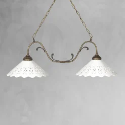 Pendelleuchte 2-flammig B: 83,5 cm Keramik Messing E27