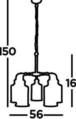 Pendelleuchte 5-flammig E27 Glas Metall Vintage LOGAN