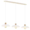Pendelleuchte 3-flammig E27 L: 90 Weiß Holzoptik Metall