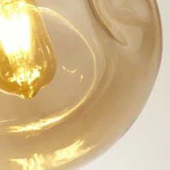 Pendelleuchte 4-flammig E27 Schwarz Champagner Glas