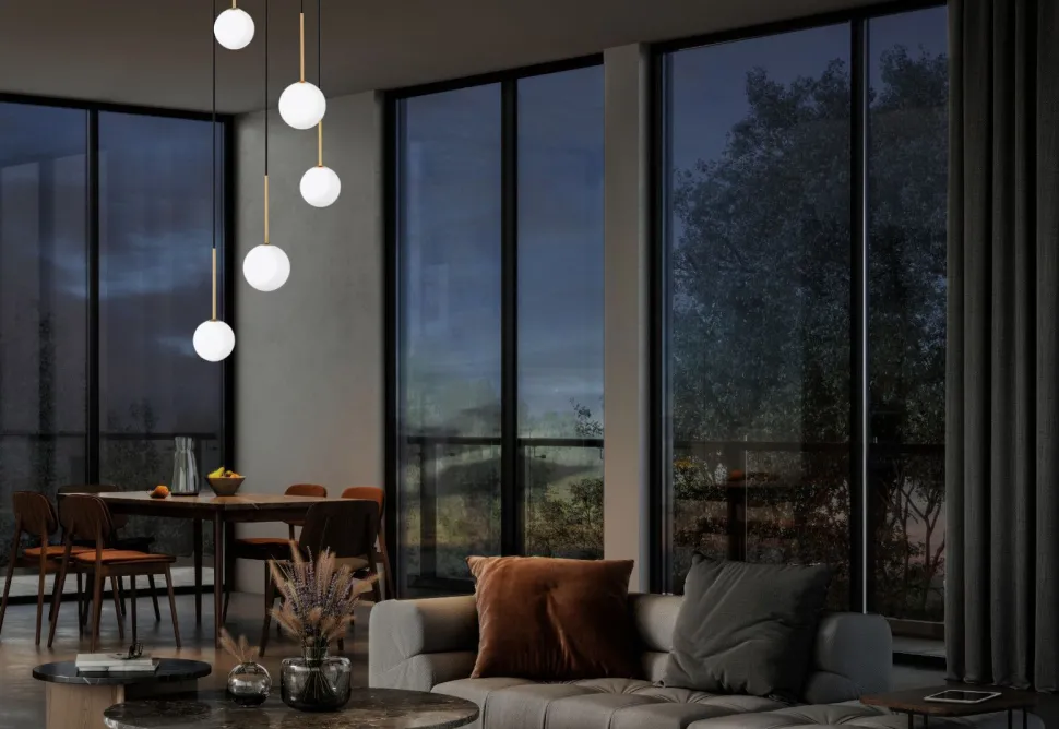 Pendelleuchte 5-flammig G9 in Schwarz Weiß Gold matt