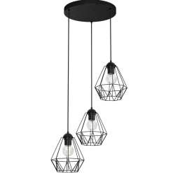 Pendelleuchte 3-flammig Schwarz Metall Draht Schirm