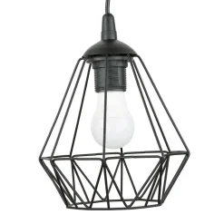 Pendelleuchte 3-flammig Schwarz Metall Draht Schirm