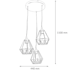 Pendelleuchte 3-flammig Schwarz Metall Draht Schirm
