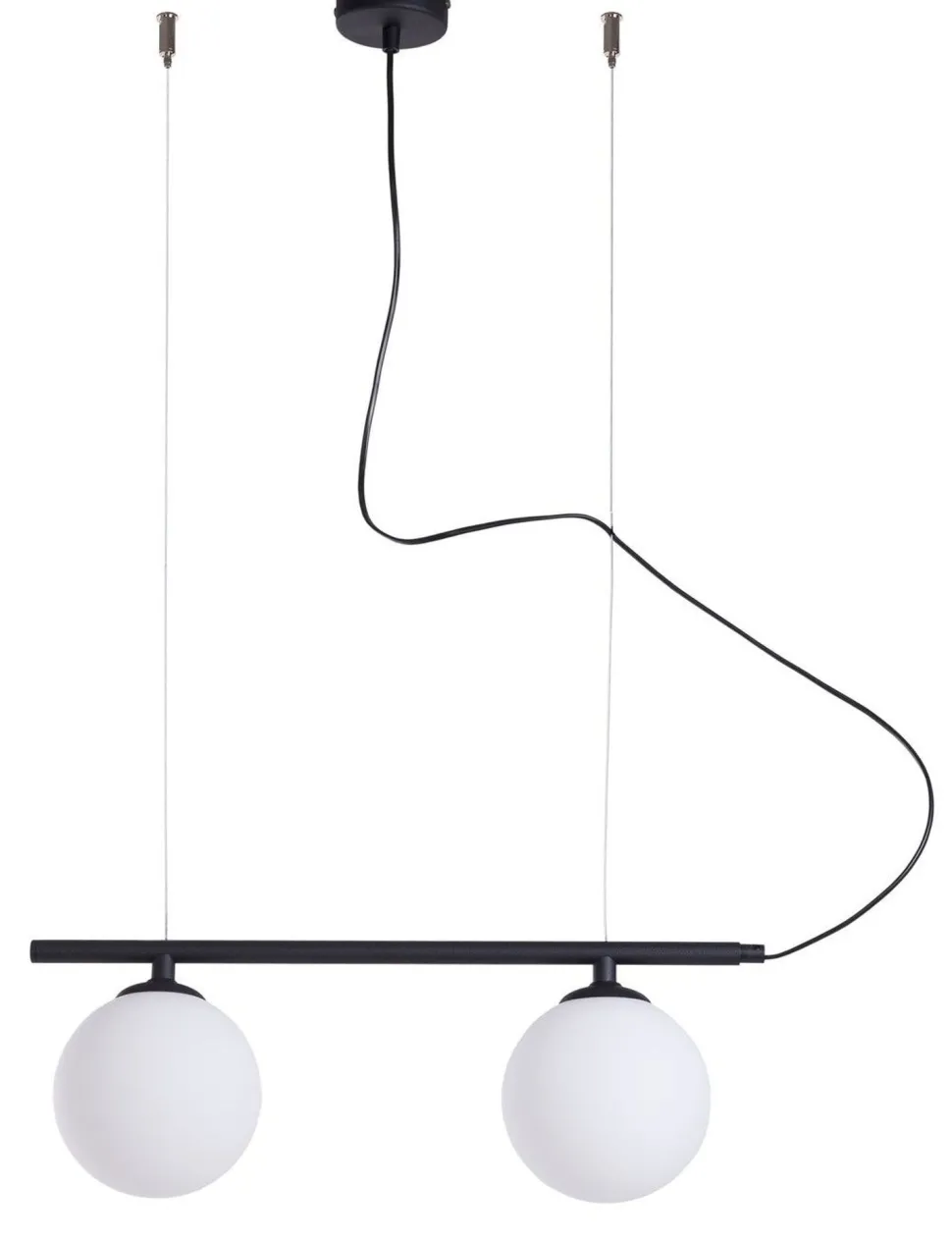 Pendelleuchte 2-flammig Schwarz Weiß E14 Glas Metall