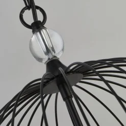 Pendelleuchte 5-flammig Schwarz E14 Ø 36 cm Metall Kristall