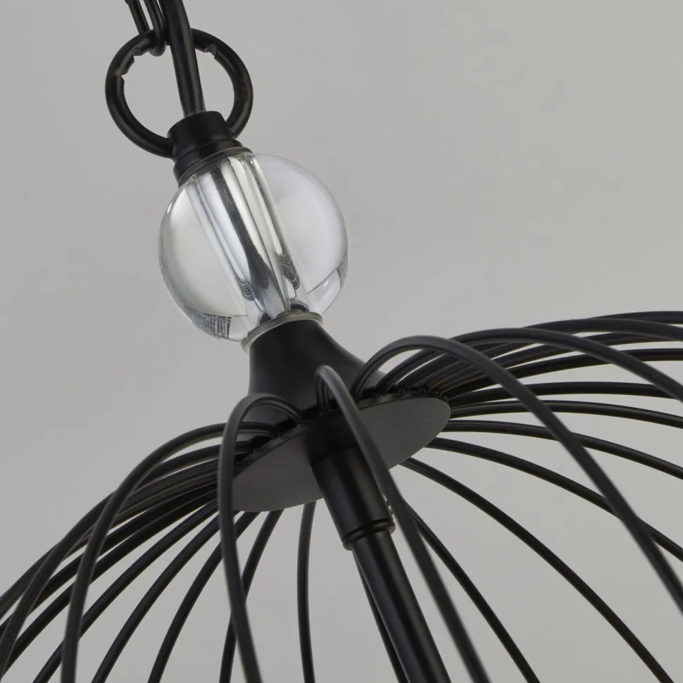 Pendelleuchte 5-flammig Schwarz E14 Ø 36 cm Metall Kristall