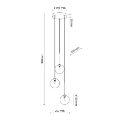 Pendelleuchte 3-flammig verstellbar Glas Metall Ø 25 cm G9