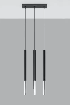Pendelleuchte GALKA 3-flammig verstellbar Schwarz Chrom