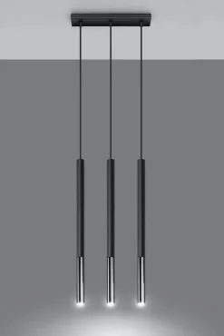 Pendelleuchte GALKA 3-flammig verstellbar Schwarz Chrom