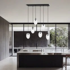 Pendelleuchte Glas 70 cm breit Schwarz Transparent E14