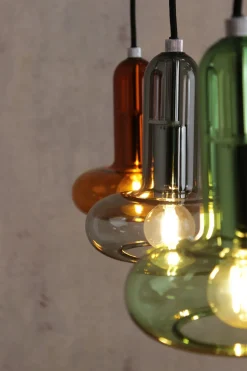 Pendelleuchte Glas Grün Rauchgrau Bernstein E14 65 cm