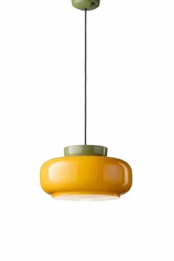 Pendelleuchte Glas Keramik E27 D: 37 cm rund Retro