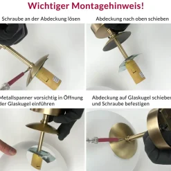 Pendelleuchte Glas Kugel Echt-Messing rund Esstisch