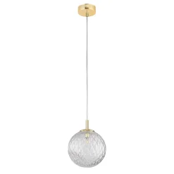 Pendelleuchte Glas Kugel Ø 21 cm in Gold verstellbar