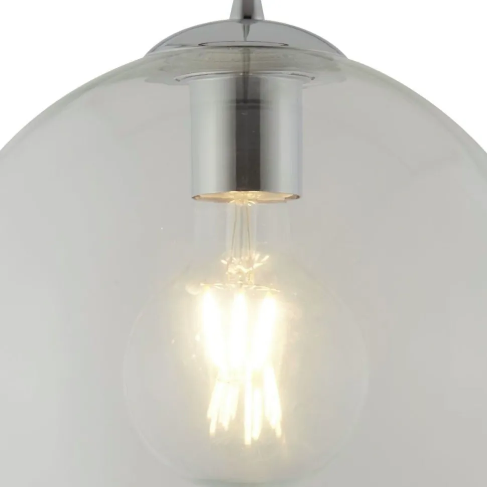 Pendelleuchte Glas Kugel Ø 25 cm Klar Chrom für E27