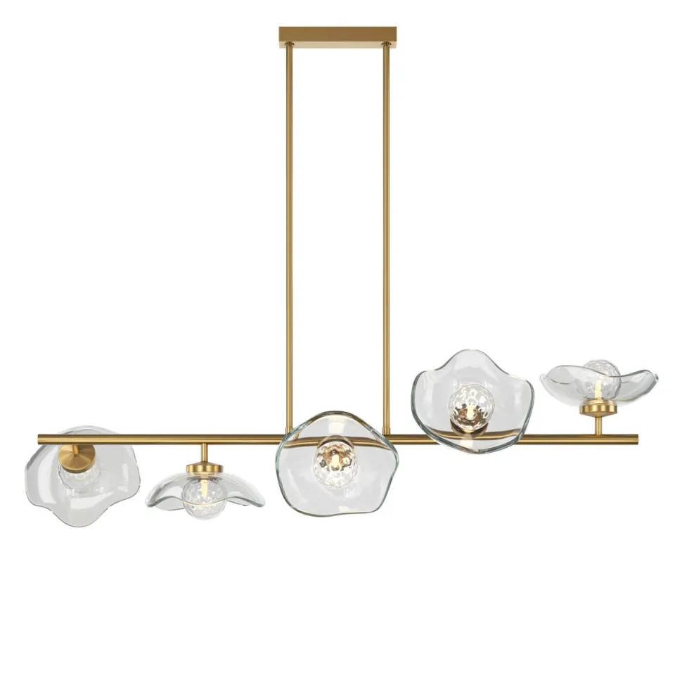 Pendelleuchte Glas Metall G9 H: max. 84,4 cm in Messing