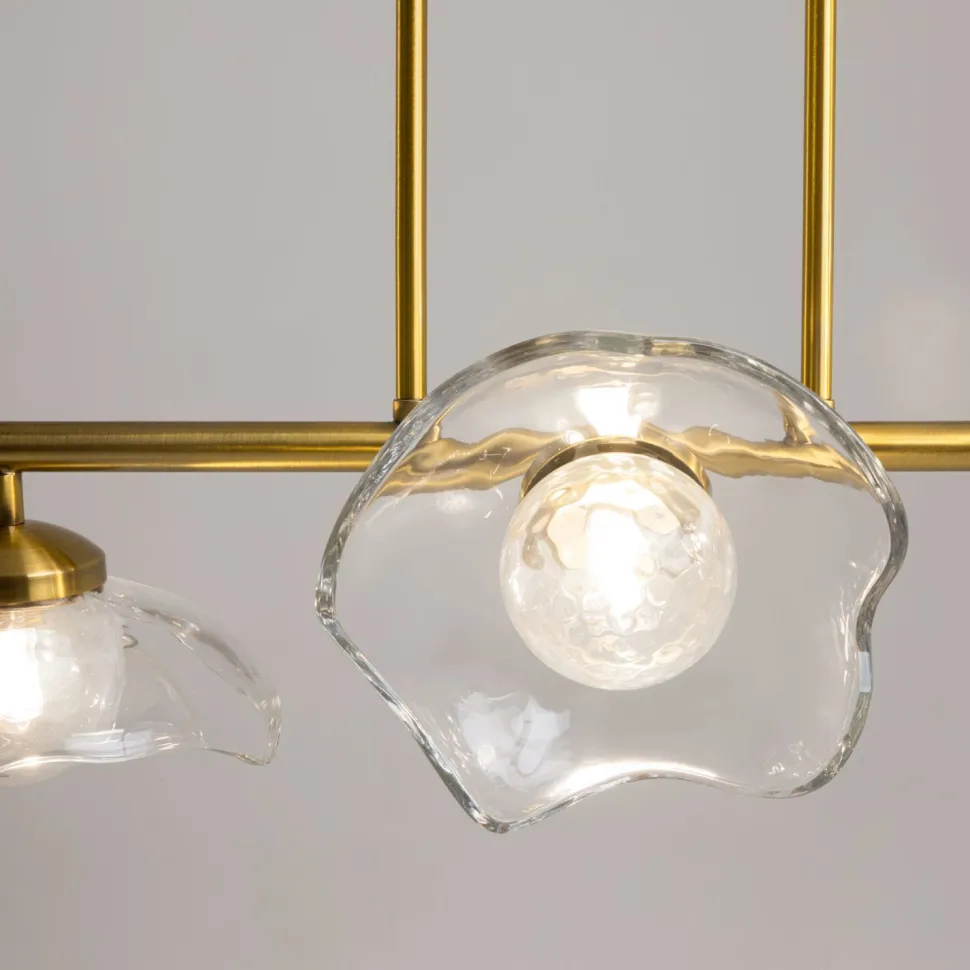 Pendelleuchte Glas Metall G9 H: max. 84,4 cm in Messing