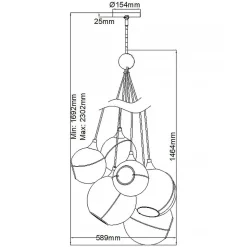 Pendelleuchte Glas Metall E27 B: 58,9 cm Kugelschirm