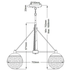 Pendelleuchte Glas Metall B: 70,3 cm Kugel Schirme LIETA