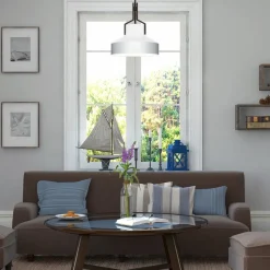 Pendelleuchte Glas Metall E27 in Bronze Antik Weiß