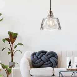 Pendelleuchte Glas Metall E27 Ø 28 cm Vintage Esszimmer